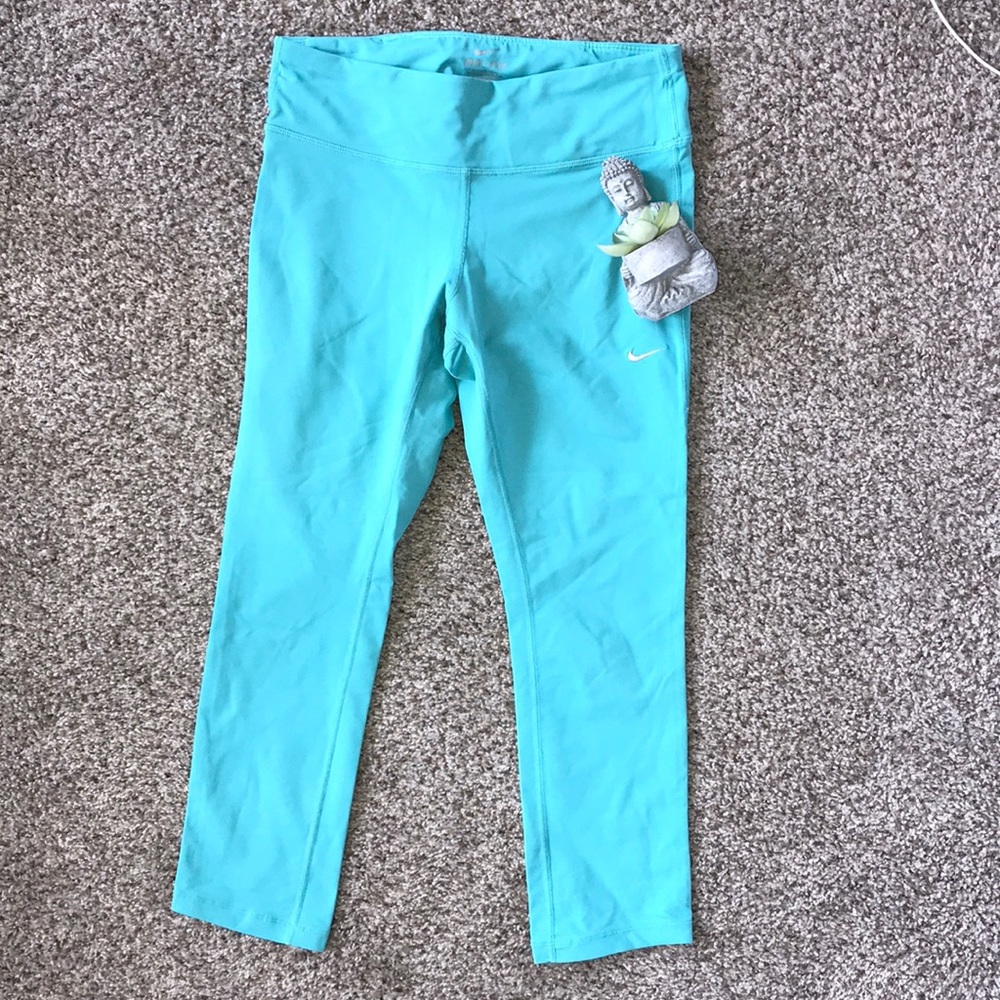 Tiffany Blue Nike Dri-Fit Cropped Leggings